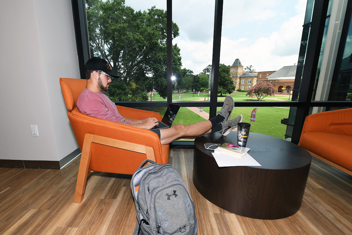 image of student sitting at the Union