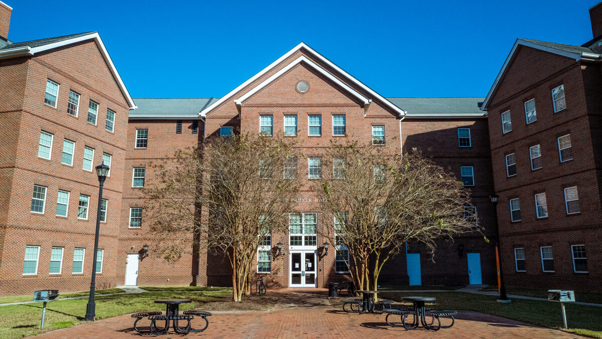 Image of the exterior of Bob Barker Hall.