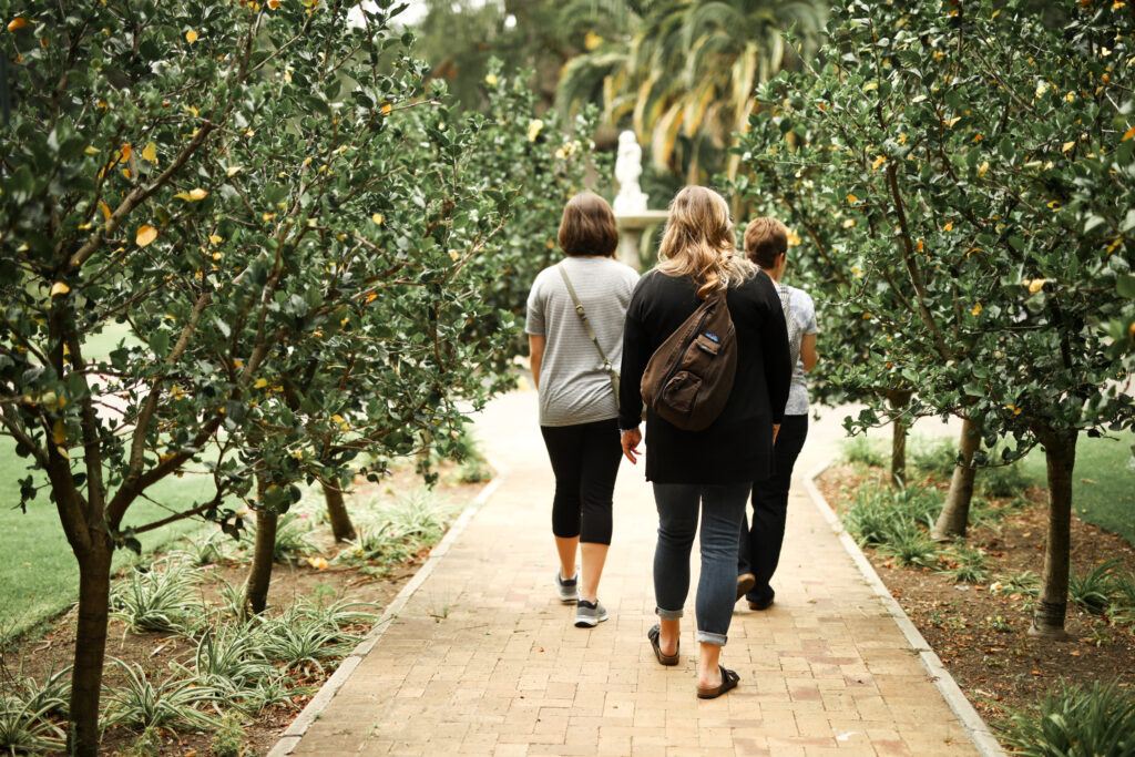 students walking on campus